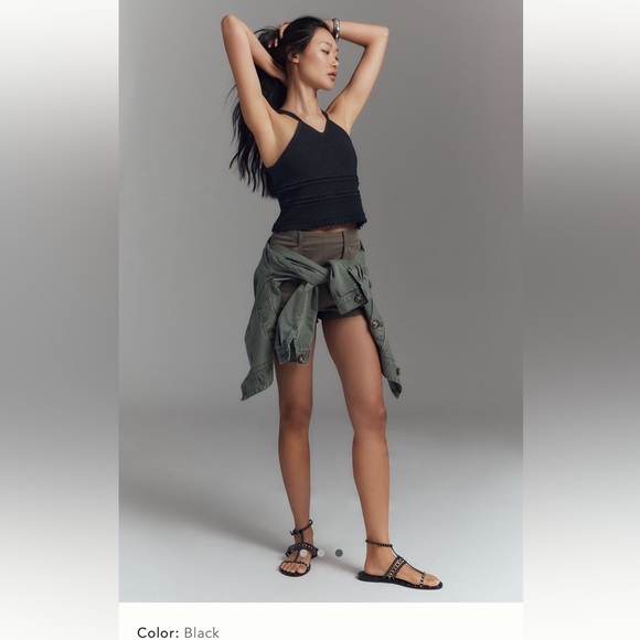 By Anthropologie Knit V-Neck Linen Blend Tank Top | NWT | XS - Picture 3 of 4